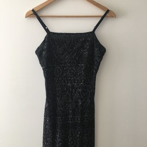 Vintage 90s Slinky Maxi Slip Dress Knit Overlay Size S