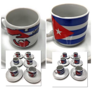 Cuban Flag Country Expresso Cup Set Set Cubano Bandera Patria Espresso 6  Cups 6 Saucers Cafecito