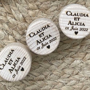 Personalisierter Flaschenverschluss - Personalisierte Hochzeit - Personalisierter Weinverschluss - Ankündigungsgeschenk - Hochzeitsgastgeschenk