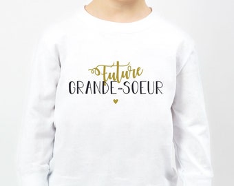 Tshirt manches longues enfant - Future grande soeur - Tee shirt fille - T-shirt bébé fille - T shirt d'annonce - Idée annonce de grossesse