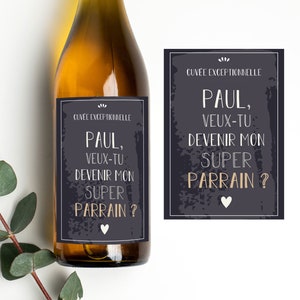 Personalized sponsor bottle label - Do you want to be my godfather - Pregnancy announcement - Future godfather - Godfather gift - Birth Baptism