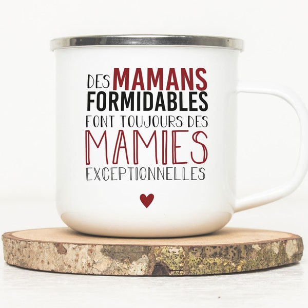 Mug enamelled quote - Moms / Grannies - Metal cup - Pregnancy ad - Grandmothers cup - Grannies pregnancy ad - Grannies cup