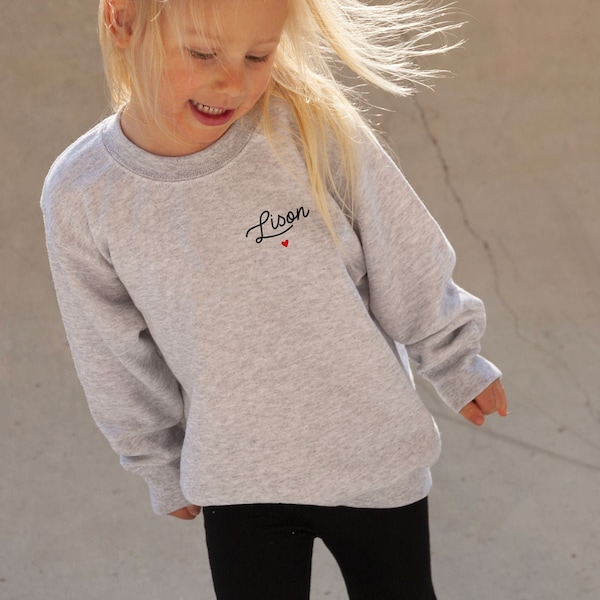 Pull enfant personnalisé - Texte et cœur - Sweat shirt à personnaliser pour enfant - Personnalisation pour enfant - Idée cadeau enfant