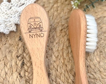 Brosse personnalisée en bois - Van - Idée cadeau naissance