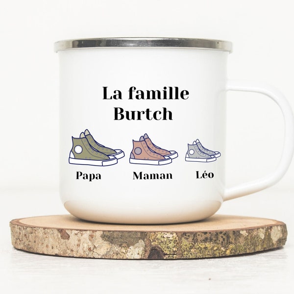 Mug de noël personnalisé - Mug en métal émaillé personnalisé idéal pour noël - La famille - Mug de Noël - Tasse de famille - Cadeau de Noël