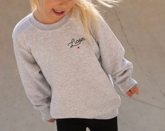 Jersey infantil personalizado - Texto y corazón - Sudadera para personalizar para niños - Personalización para niños - Idea de regalo infantil