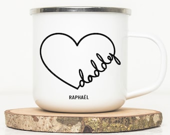 Custom enamelled mug for Christmas - daddy - Metal cup | Personalized Mug Dad - Mug maill - Dad Gift - Christmas Gift Idea - Dads
