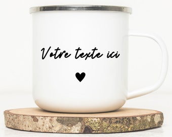 Enamelled Mug - Text to personalize - Personalized gifts | Personalized Mug - Personalized Cup - Personalized Gift - Enamelled Cup