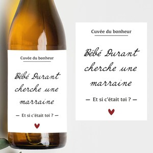 Etiquette bouteille - Bébé cherche marraine - Et si c'était toi ? - Annonce marraine - Annonce original - Idée cadeau original - Grossesse