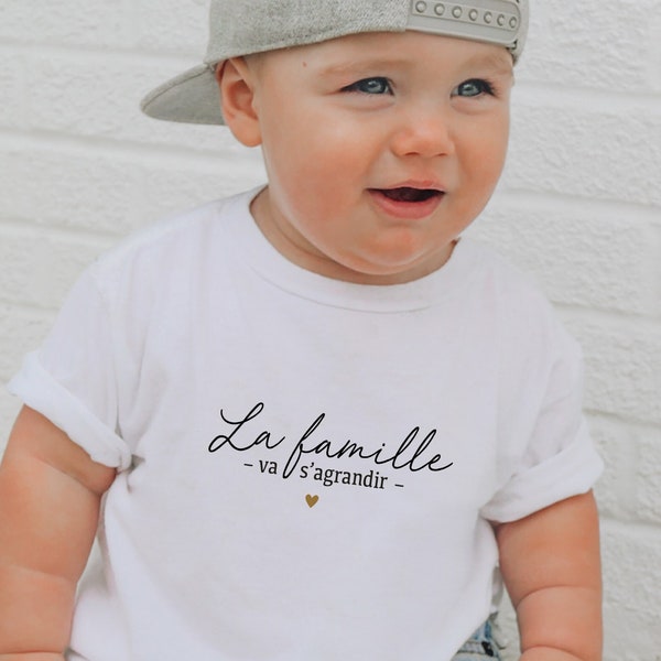 T-shirt enfant - La famille va s'agrandir  - Tshirt enfant - Tee shirt bébé - Annonce naissance - Annonce grossesse - T shirt d'annonce