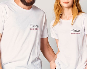 Duo de t-shirt mariés - Texte t-shirt personnalisé - Tee shirt couple - Idée cadeau couple - Cadeau couple assorti - Saint Valentin original