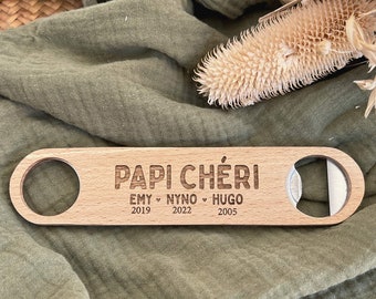 Personalized wooden bottle opener - Gift idea for grandpa - Original Grandfather's Day gift - Customizable grandpa bottle opener