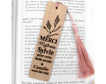 Personalized wooden bookmark - Thank you Mistress - Personalized gift idea - End of year - Original personalized gift for Maitresse