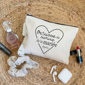 Bridal Survival Kit Zipped Pouch Gift idea of the bride-to-be Personalized bachelorette party Bachelorette party accessory image 1