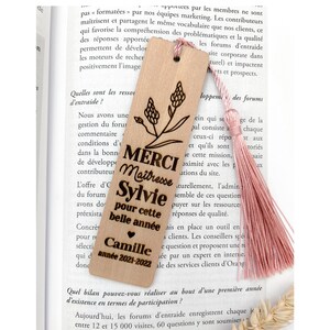 Personalized wooden bookmark - Thank you Mistress - Personalized gift idea - End of year - Original personalized gift for Maitresse
