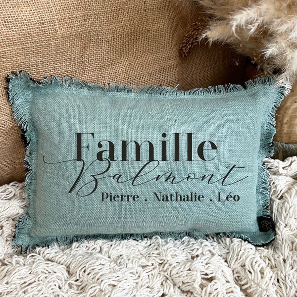 Custom linen mini cushion - Family