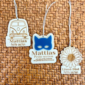 Pendentif pour sac d'école - Rentrée scolaire  - Pendentif informations enfant - Informations pour l'école