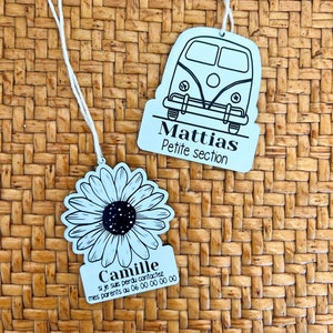 Pendentif pour sac d'école - Rentrée scolaire  - Pendentif informations enfant - Informations pour l'école