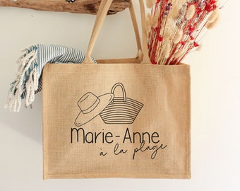 Jute tote for the beach - personalized text - Tote bag - Personalized tote - Personalized gift - Beach bag