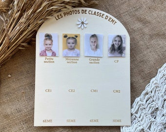 Pannello personalizzato con margherita per il ritorno a scuola - Cornice per foto di classe - Fototessera - Idea regalo personalizzata per bambini