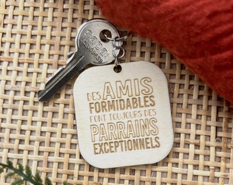Personalized wooden key ring - Friends/Sponsors - Pregnancy announcement keychain - Uncle gift - Gift for future uncle - Friends gift