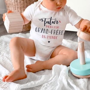 baby bodysuit Future best big brother in the world Personalized baby bodysuit Bodysuit with text to personalize Pregnancy announcement image 2