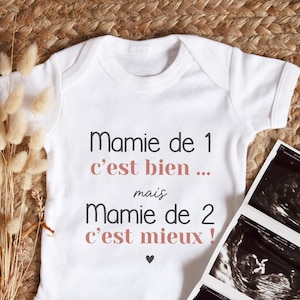 baby bodysuit - Grandma of 1 is good but Grandma of 2 is better - Baby bodysuit for pregnancy announcement - Bodysuit to announce new birth