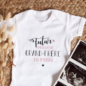 baby bodysuit Future best big brother in the world Personalized baby bodysuit Bodysuit with text to personalize Pregnancy announcement image 1