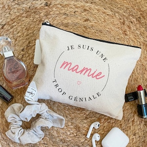 Cotton Pouch Granny too awesome - Zippered kit | Granny gift idea - Personalized granny gift - Granny&#39;s party gift - Granny