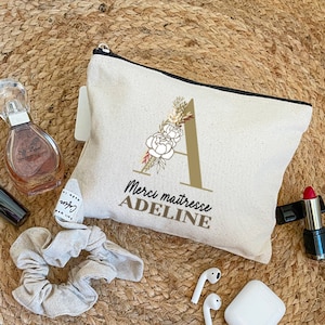 Custodia in cotone - Iniziale Mistress - Astuccio con cerniera | Idea regalo insegnante - Regalo di fine anno personalizzato - Regalo insegnante