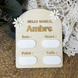 Carte annonce naissance - Fleurs -  Carte souvenir de maternité - rond de naissance bébé - idée cadeau naissance personnalisée