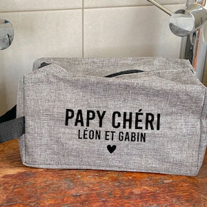 Trousse de toilette personnalisée | Papy chéri | Cadeau pour homme - Trousse de toilette papy - Cadeau personnalisé - Fête des grands pères