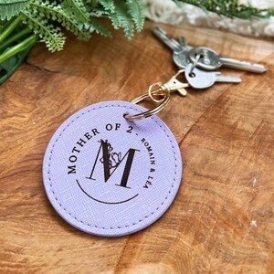 Custom leather-like key ring - initial |  Mother's Day Keychain - Mother's Day Personalized Gift Idea -