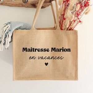 Jute tote for mistress - personalized text - Tote bag - Personalized tote - Mistress gift - End of school year - Mistress