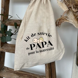 Pochon kit de survie maternité pour papa - Pochon personnalisé - Cadeau papa personnalisé