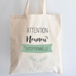 Personalized cotton tote bag - Exceptional Nanny - Reusable shopping bag | Nanny Gift - Nanny Acknowledgments - Nanny Day