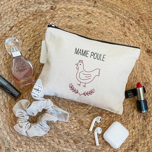 Cotton pouch - Vintage granny hen - Zippered | Personalized gift for granny&#39;s day - Personalized granny - Grandmothers