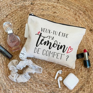Cotton pouch - Compet&#39; witness - Zipped | announcement kit Witness gift idea - Personalized witness - Witness gift - Witness pouch