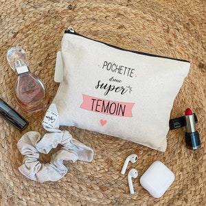 Cotton pouch - Super witness - Zippered | Gift idea - Personalized witness - Gift for witness - Gift gift idea - Pouch