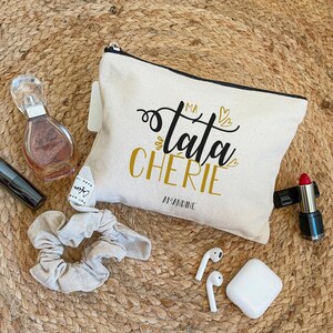 Custom cotton pouch - Tata darling - Zippered | Christmas gift idea - Personalized Christmas - Christmas gift - Aunt gift idea