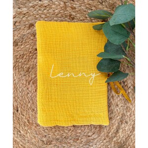 Washed cotton health book protector - Cotton double gauze birth gift - Personalized health record - First name to personalize