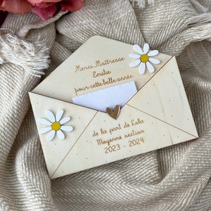 Personalized wooden envelope for Mistress | Wooden centerpiece gift - Centerpiece gift idea - End of year gift