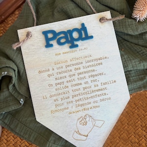 Wooden pennant - Grandpa definition - Grandfather&#39;s Day wooden frame - Original gift - Gift idea for Grandpa - Grandpa&#39;s Day decoration