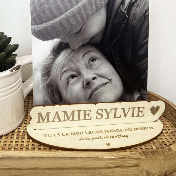 Support en bois photo - Mamie - Cadre en bois fête des grands-mères - Cadeau mamie  - Idée cadeau pour mamie - Décoration mamie