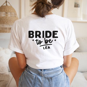Personalisiertes EVJF-T-Shirt auf der Rückseite – zukünftige Braut – EVJF – Junggesellenabschied – Team der Braut – T-Shirt für zukünftige Braut – Hochzeit