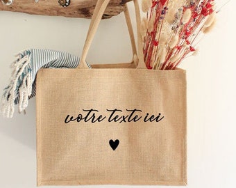 Personalized jute tote bag - text to customize - Tote bag - Personalized tote bag - Customizable tote bag - Valentine's Day - Gift idea