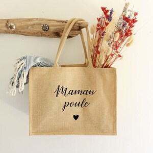 Jute tote - Mom hen | Mother&#39;s Day Bag - Mother&#39;s Day Bag - Mom&#39;s Gift - Mother&#39;s Day Gift - Tote Bag