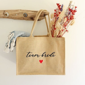 Jute tote bag - Team bride - Ideal gift idea for the bride&#39;s team - Bridesmaid gift - Special equipment for bachelorette party