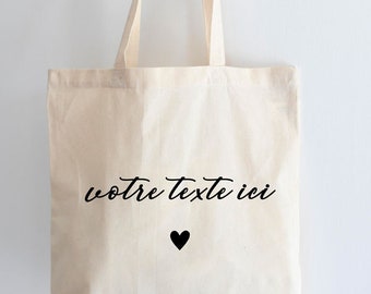 Tote bag - Texte à personnaliser - Sac de course réutilisable | Idée cadeau pour fête des grands mères - Cadeau de jour des mamies