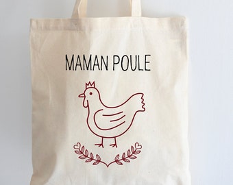 Tote bag - Vintage chicken mom - Bag stuffed all | Mom Gift - Mom's Day Tote Bag - Personalized Gift Idea - Mother's Day